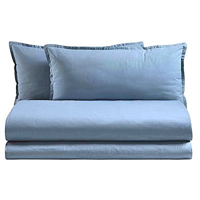POPUP - Parure Copripiumino Cotone No-Stiro ESSENZIALE Letto Moreali Tessile Casa Matrimoniale Azzurro Polvere
