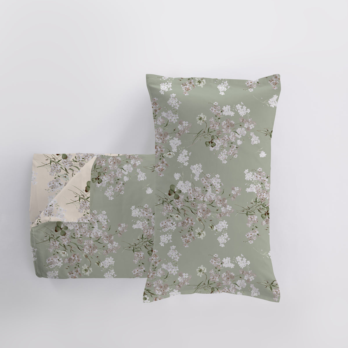 Parure Copripiumino Double Madapolam LES UNIQUES 2620 Letto Cogal Matrimoniale Verde