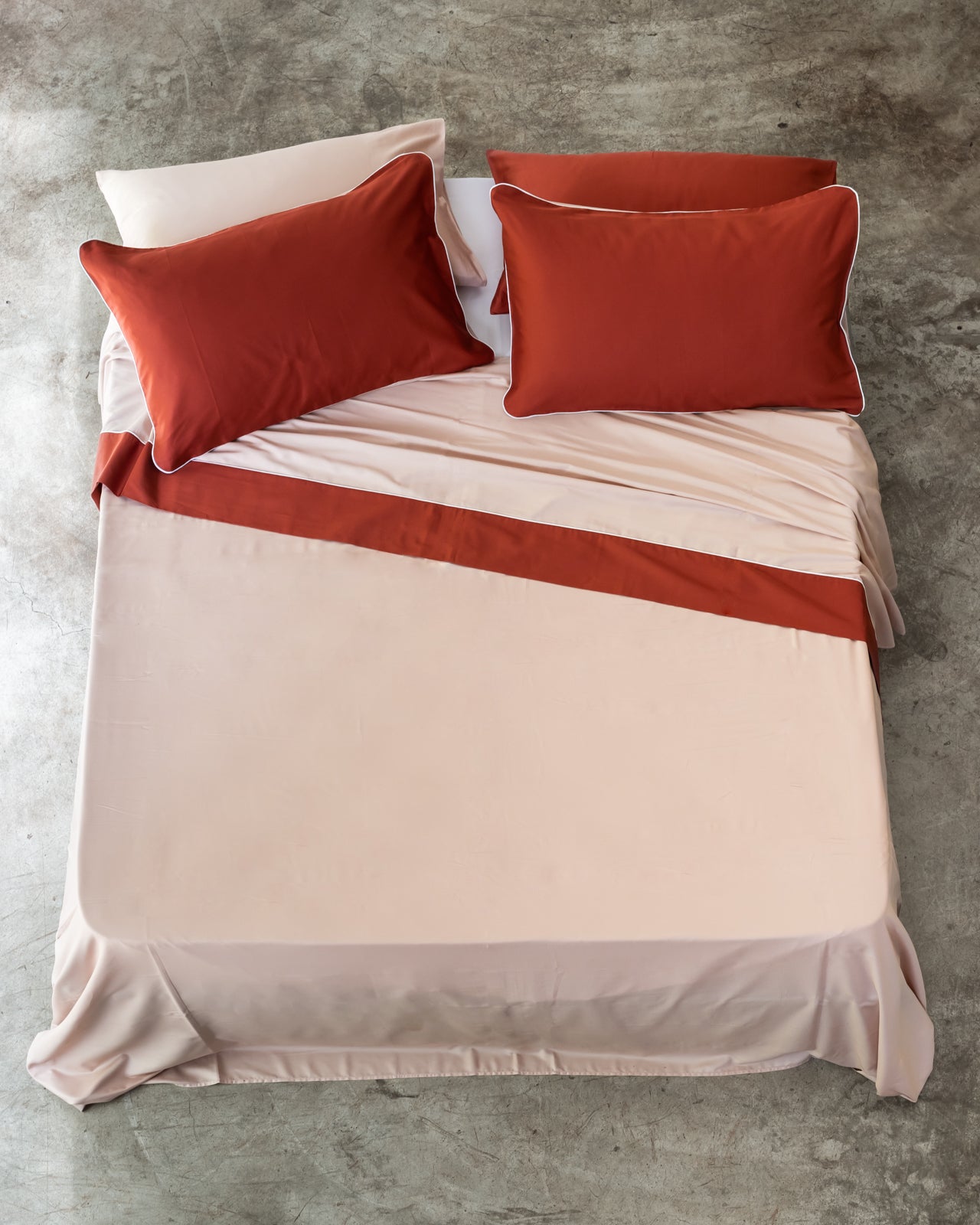 Parure Lenzuola RASO DOUBLE Letto Moreali Tessile Casa Matrimoniale Rosa/Melograno