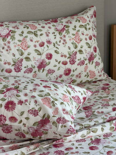 Completo Lenzuola Cotone Stampato CHARM Letto Cotonissimo Matrimoniale Rosa