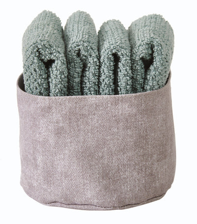 Set 4 Lavette + Cestino PEPE Bagno Maison Sucrée 30 x 30 Eucalipto var.27