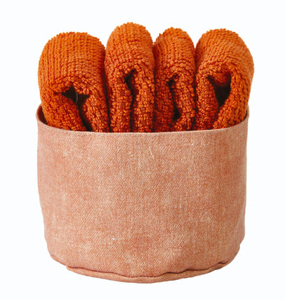Set 4 Lavette + Cestino PEPE Bagno Maison Sucrée 30 x 30 Bruciato var.21