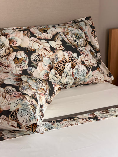 Completo Lenzuola Bordo Raso TIGER Letto Moreali Tessile Casa Matrimoniale Antracite