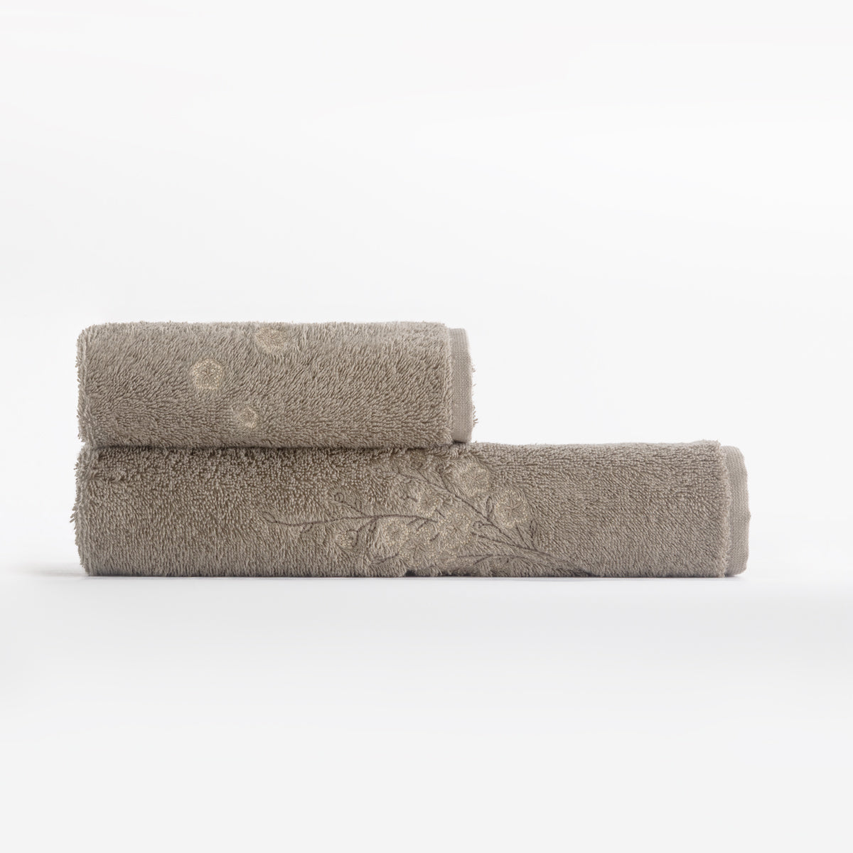 Set Asciugamani Ricamato FIRENZE Bagno Galizzi 60 x 100 / 40 x 60 Tortora
