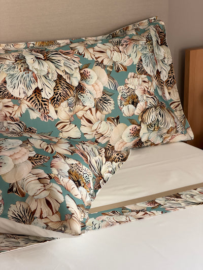 Completo Lenzuola Bordo Raso TIGER Letto Moreali Tessile Casa Matrimoniale Turchese