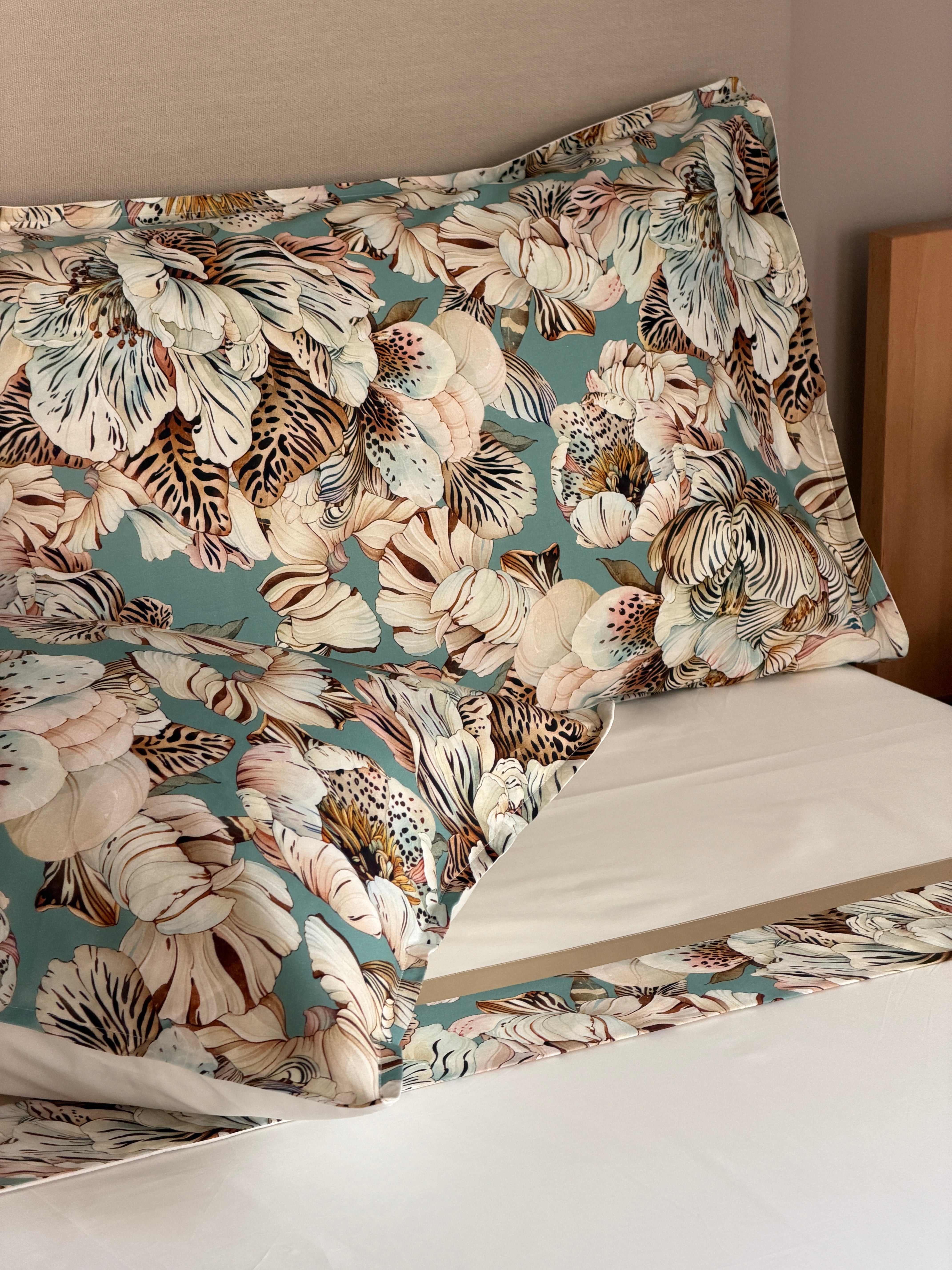Completo Lenzuola Bordo Raso TIGER Letto Moreali Tessile Casa Matrimoniale Turchese