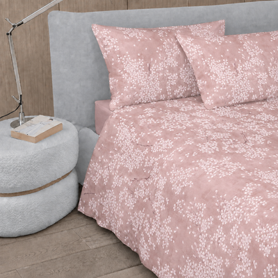 Completo Lenzuola Copriletto Percalle KIMONO Letto Fazzini Matrimoniale Rosa