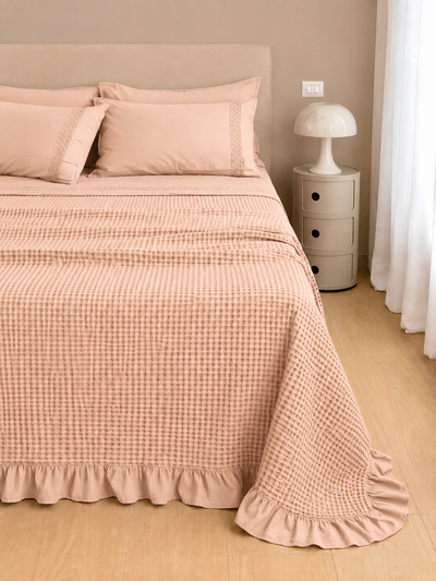 Copriletto Ape Frappa Made in Italy Letto Moreali Tessile Casa Matrimoniale 270 x 270 Fard
