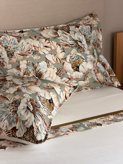 Completo Lenzuola Bordo Raso TIGER Letto Moreali Tessile Casa Matrimoniale Verde