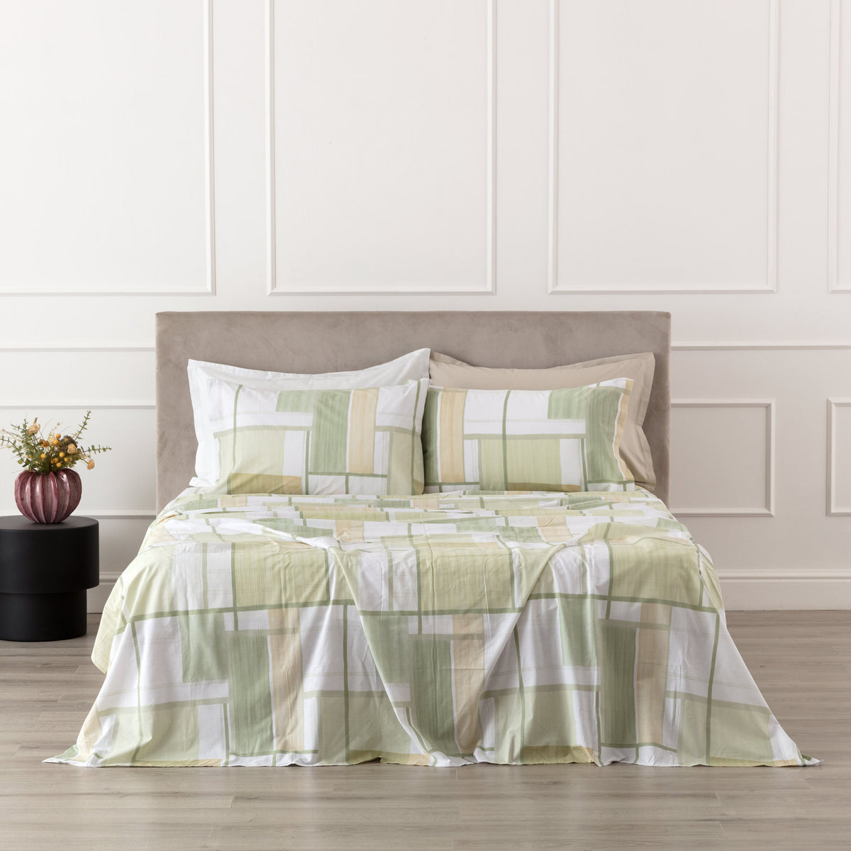POPUP - Completo Lenzuola Cotone Stampato JURI Letto Riviera Singolo Verde