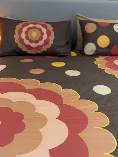 Parure Copripiumino Stampa Digitale BIG FLOWERS Letto Moreali Tessile Casa