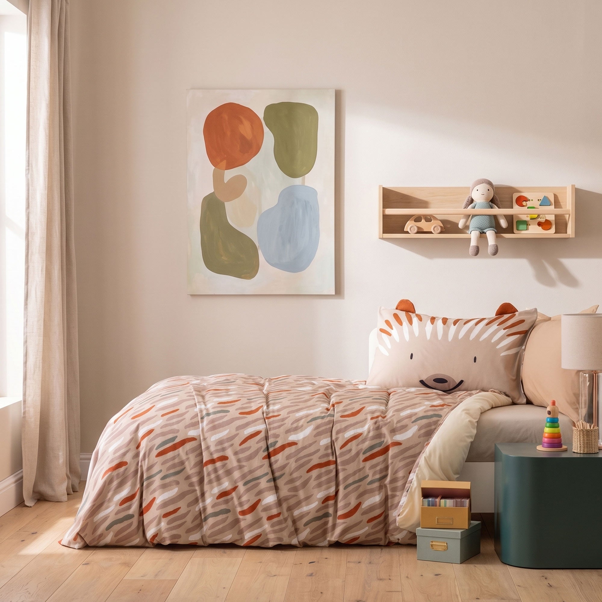 Parure Copripiumino KIDS Percalle Stampato Ciuffi Letto Riviera Singolo Deserto