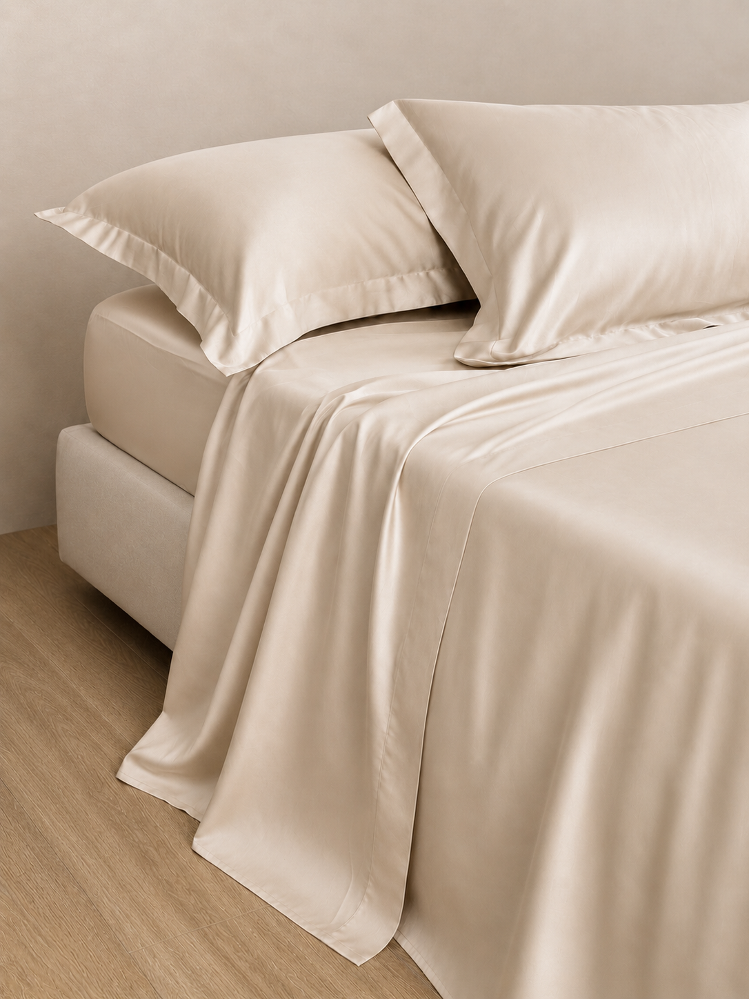 Completo Lenzuola Raso Cotone 300TC SATIN ELITE Letto Moreali Tessile Casa
