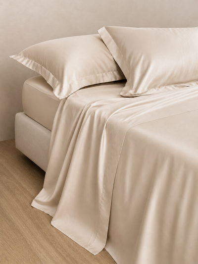 Completo Lenzuola Raso Cotone 300TC SATIN ELITE Letto Moreali Tessile Casa