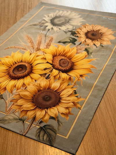 Canovaccio Panama di Cotone Stampa Digitale Cucina TagHouse 55 x 80 cm Girasoli/Grigio