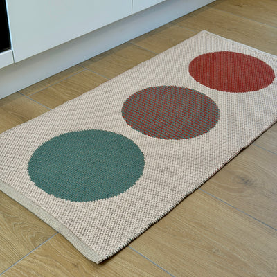 Tappeto Artigianale Jacquard Lino/Cotone POP ART Soggiorno Moreali Tessile Casa 60 x 100 Terracotta - Green - Taupe