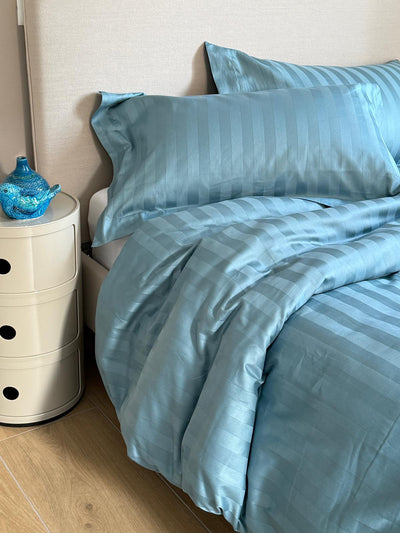 Parure Copripiumino Raso Cotone Riga HOTELLERIE Letto Moreali Tessile Casa