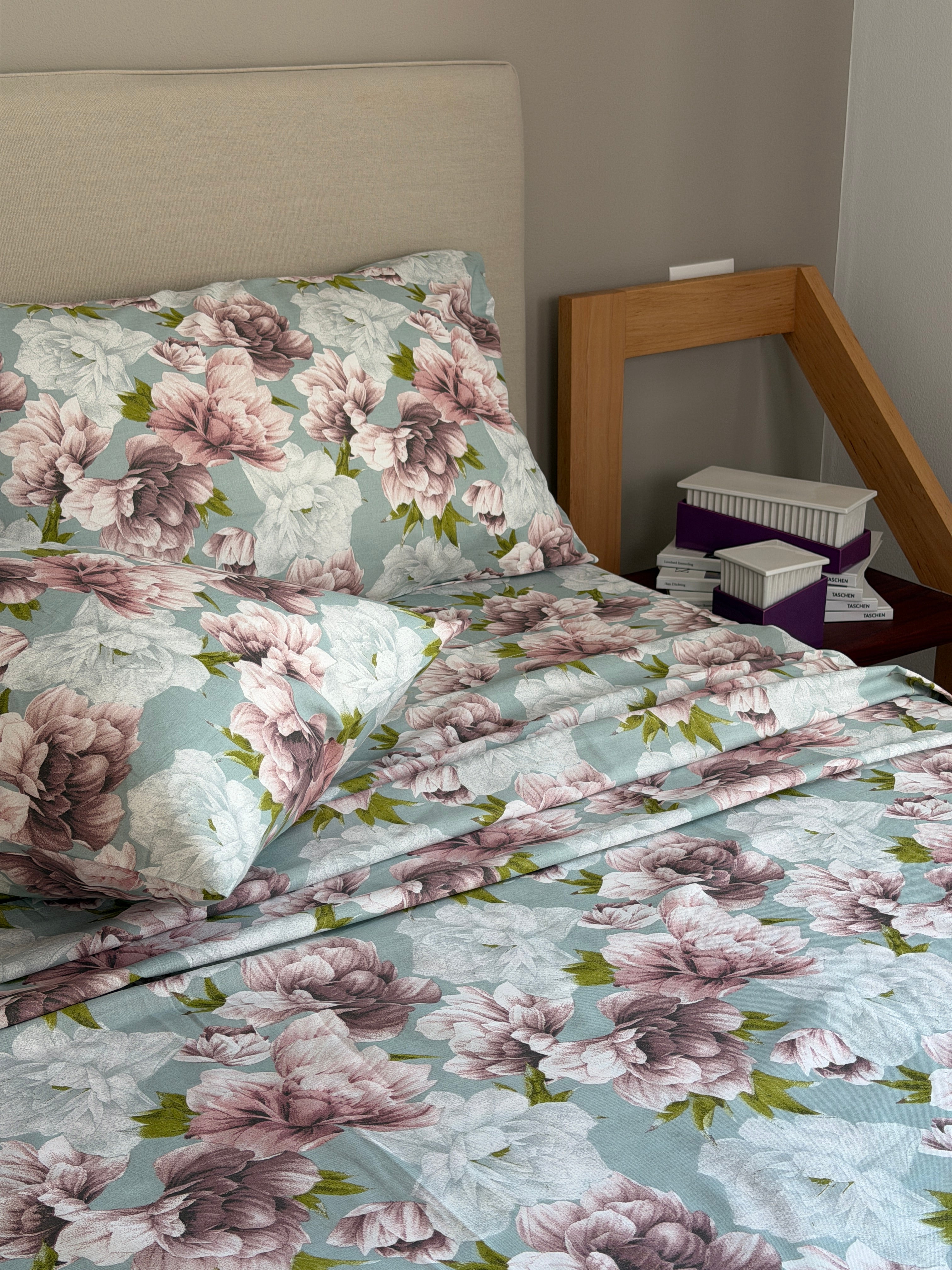 Completo Lenzuola Cotone Stampato PEONYS Letto Cotonissimo
