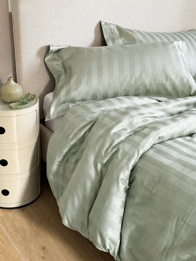 Parure Copripiumino Raso Cotone Riga HOTELLERIE Letto Moreali Tessile Casa
