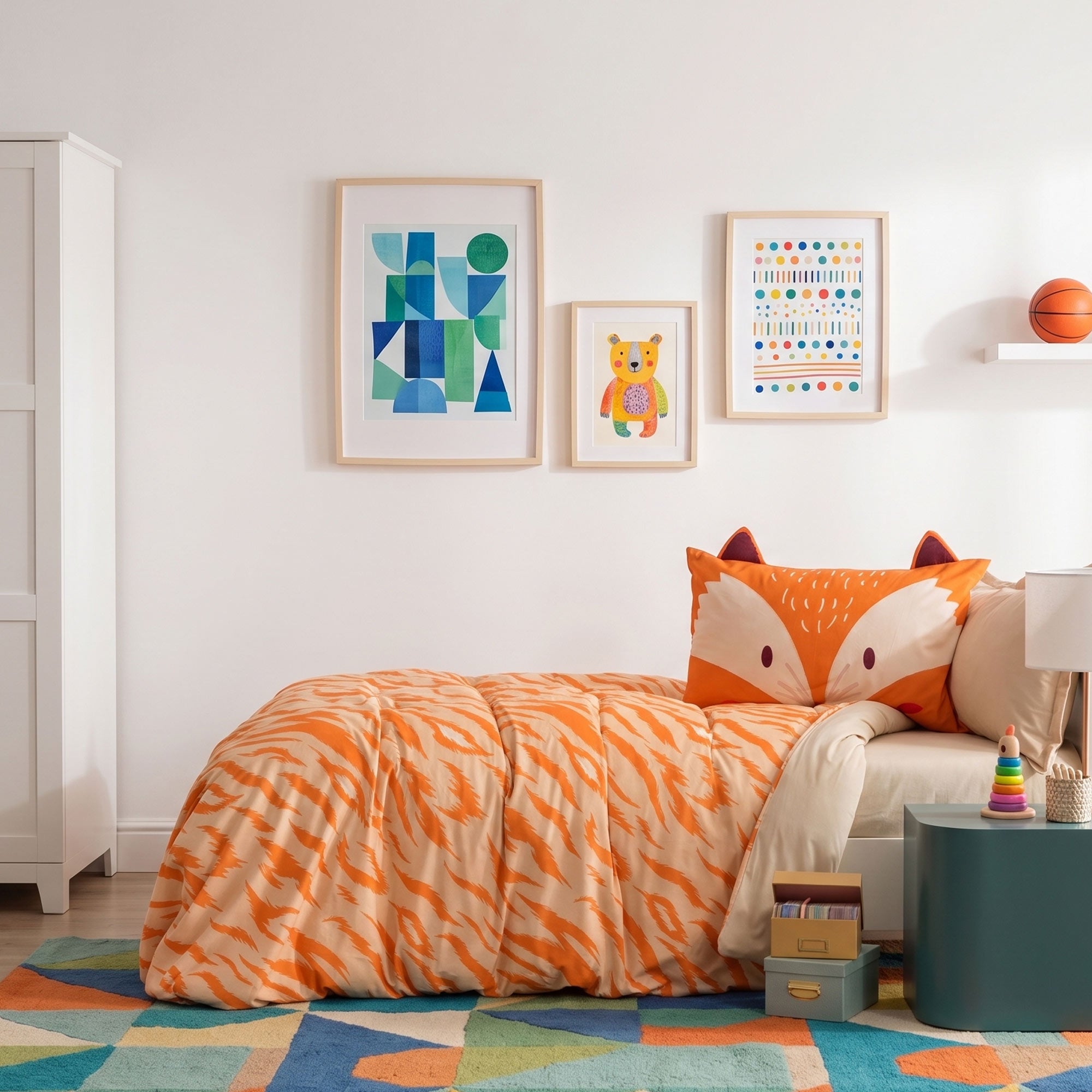 Parure Copripiumino KIDS Percalle Stampato Robin Letto Riviera Singolo Corda