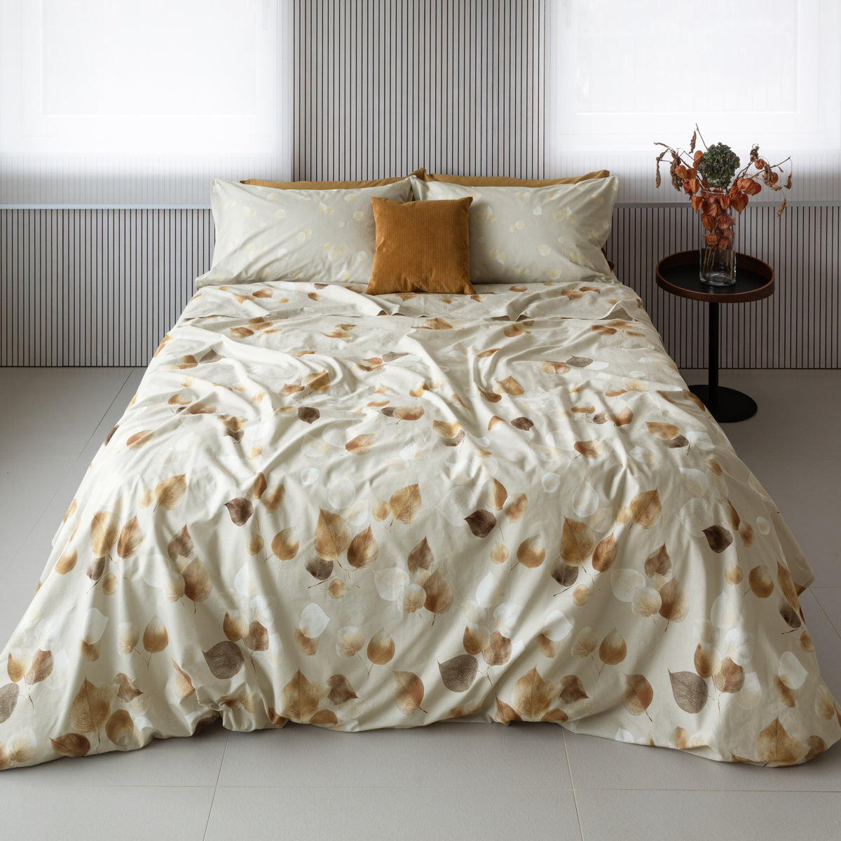 Completo Lenzuola CALDO COTONE 2622 Letto Cogal Matrimoniale Cognac