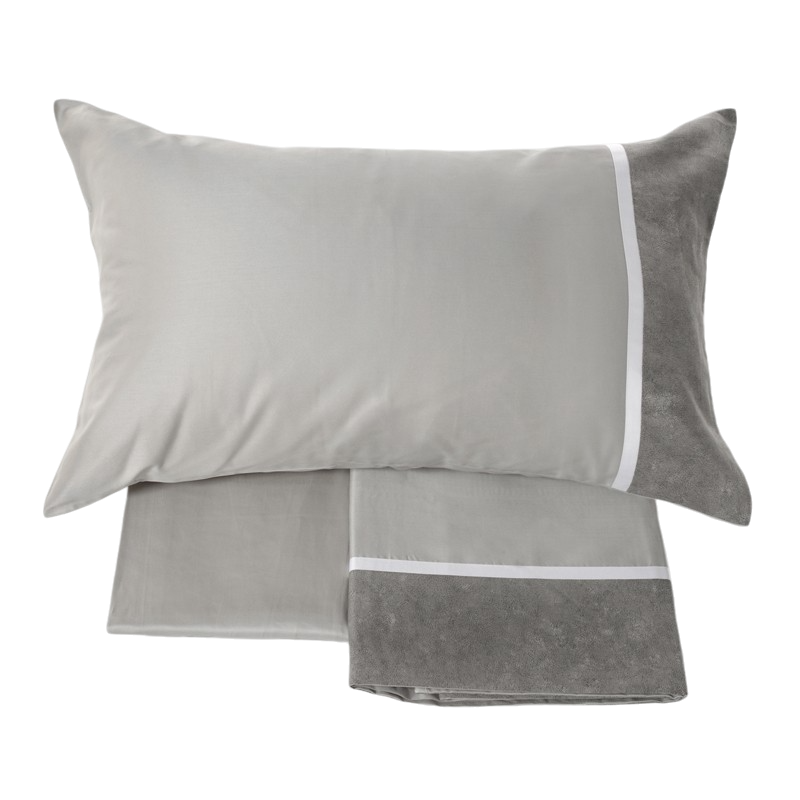 Completo Lenzuola Percalle GALUCHAT Letto Fazzini Matrimoniale Grigio