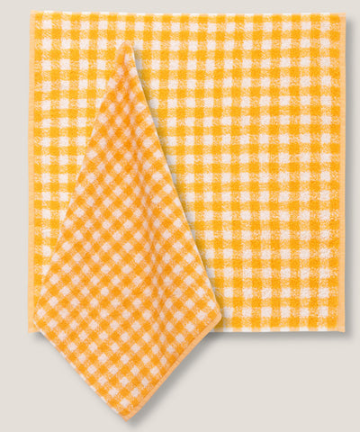 Set Canovacci Tela+Spugna QUADRETTI Cucina Moreali Tessile Casa 50 x 70 / 50 x 50 Giallo