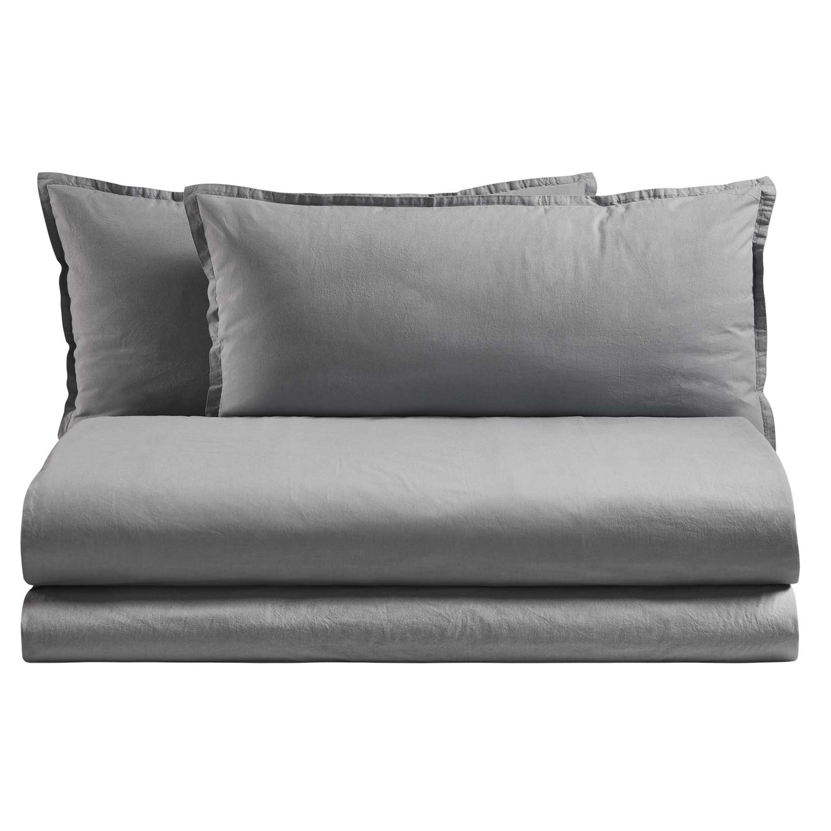 POPUP - Parure Copripiumino Cotone No-Stiro ESSENZIALE Letto Moreali Tessile Casa Matrimoniale Grigio