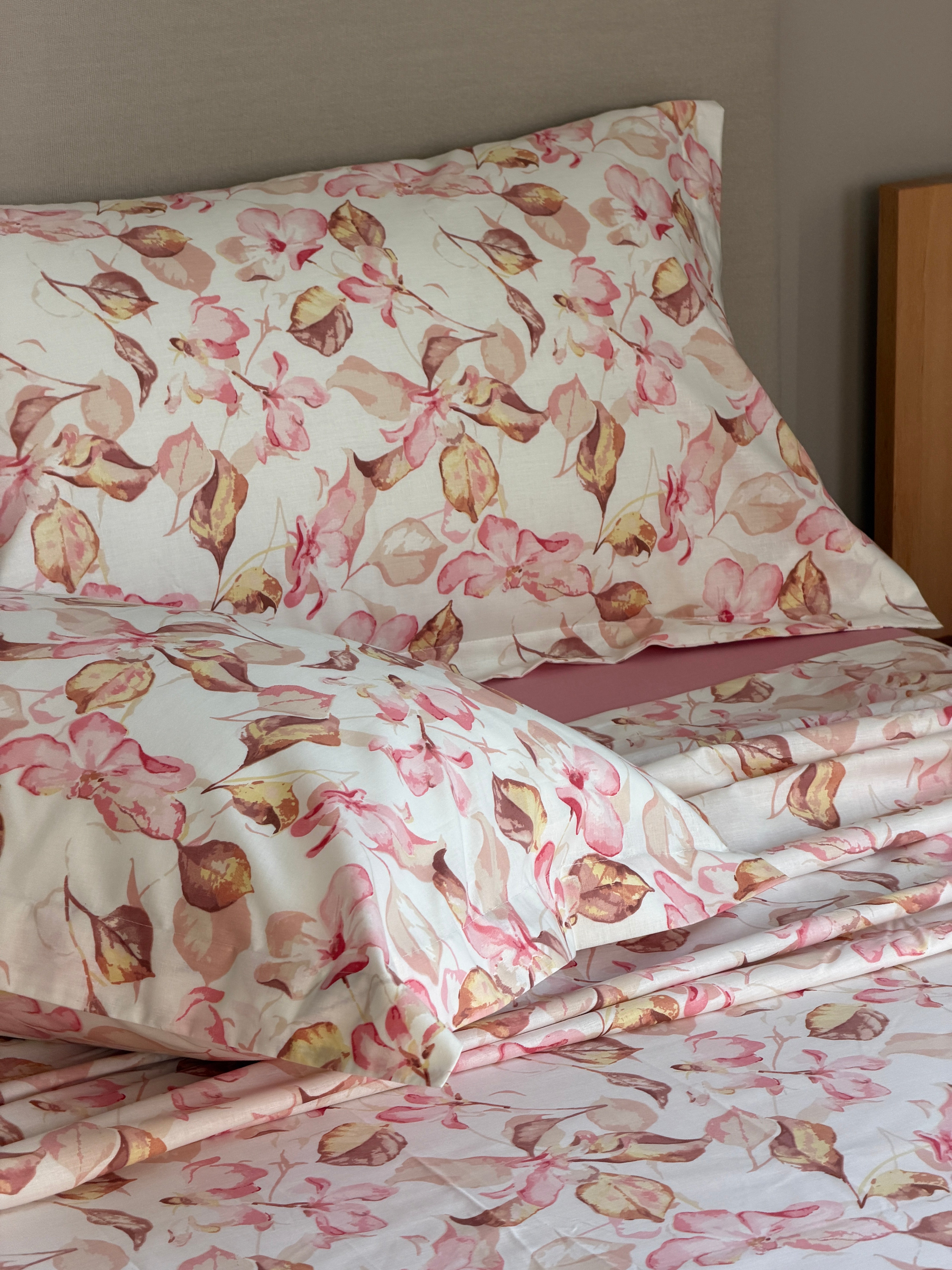 Completo Lenzuola Percalle Stampato VALZER Letto Cotonissimo Matrimoniale Var.7 Rosa
