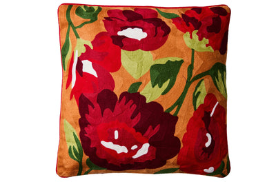 Cuscino Arredo 100% Cotone Ricamato RED GARDEN Soggiorno Moreali Tessile Casa