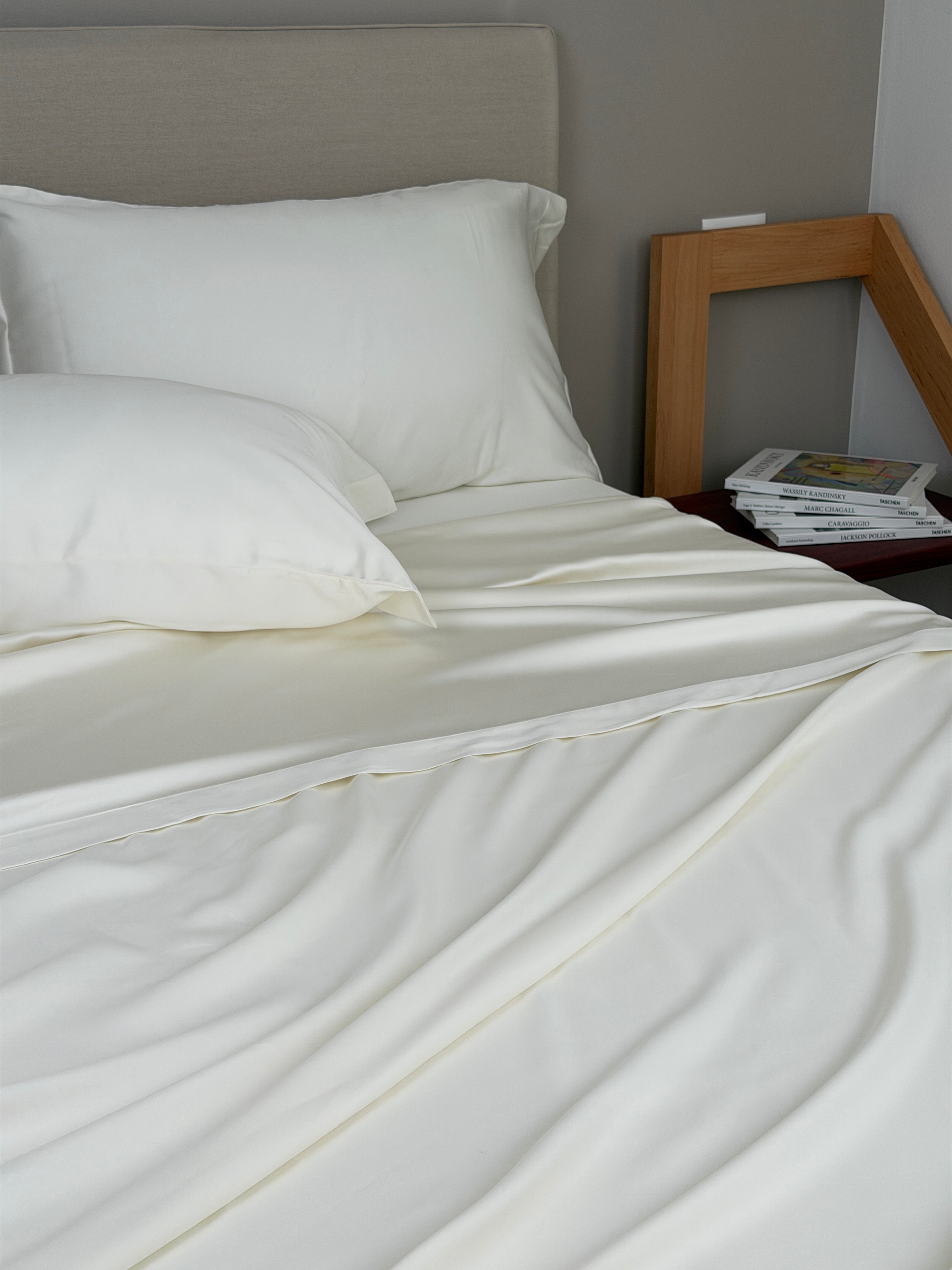 Completo Lenzuola Raso 300 Fili BAMBOO Letto Moreali Tessile Casa Matrimoniale Seta