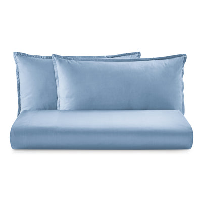 Parure Lenzuola Percalle 200TC Eterno Letto Moreali Tessile Casa Matrimoniale Azzurro Polvere