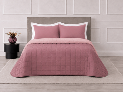 Trapuntino in Microfibra Bicolore PASSEPARTOUT Letto Riviera Matrimoniale 260 x 260 Rosa Loto