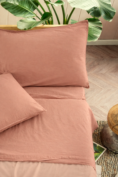 Parure Lenzuola Cotone No-Stiro ESSENZIALE Letto Moreali Tessile Casa Matrimoniale 250 x 295 Fard