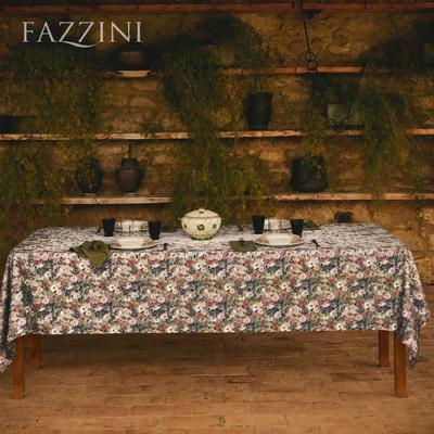 Tovaglia Cotone Stampa Digitale NETTARE Cucina Fazzini 6 Posti 150 x 180 Verde