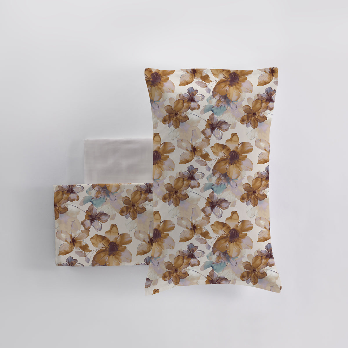 Completo Lenzuola Copriletto Madapolam LES UNIQUES 2621 Letto Cogal Matrimoniale Cognac