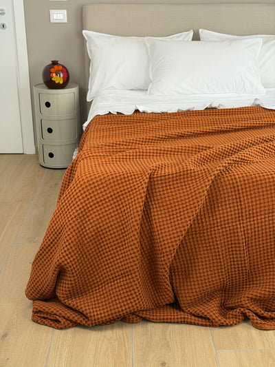 Copriletto Ape Regina Made in Italy Letto Moreali Tessile Casa Matrimoniale 270 x 270 Terracotta