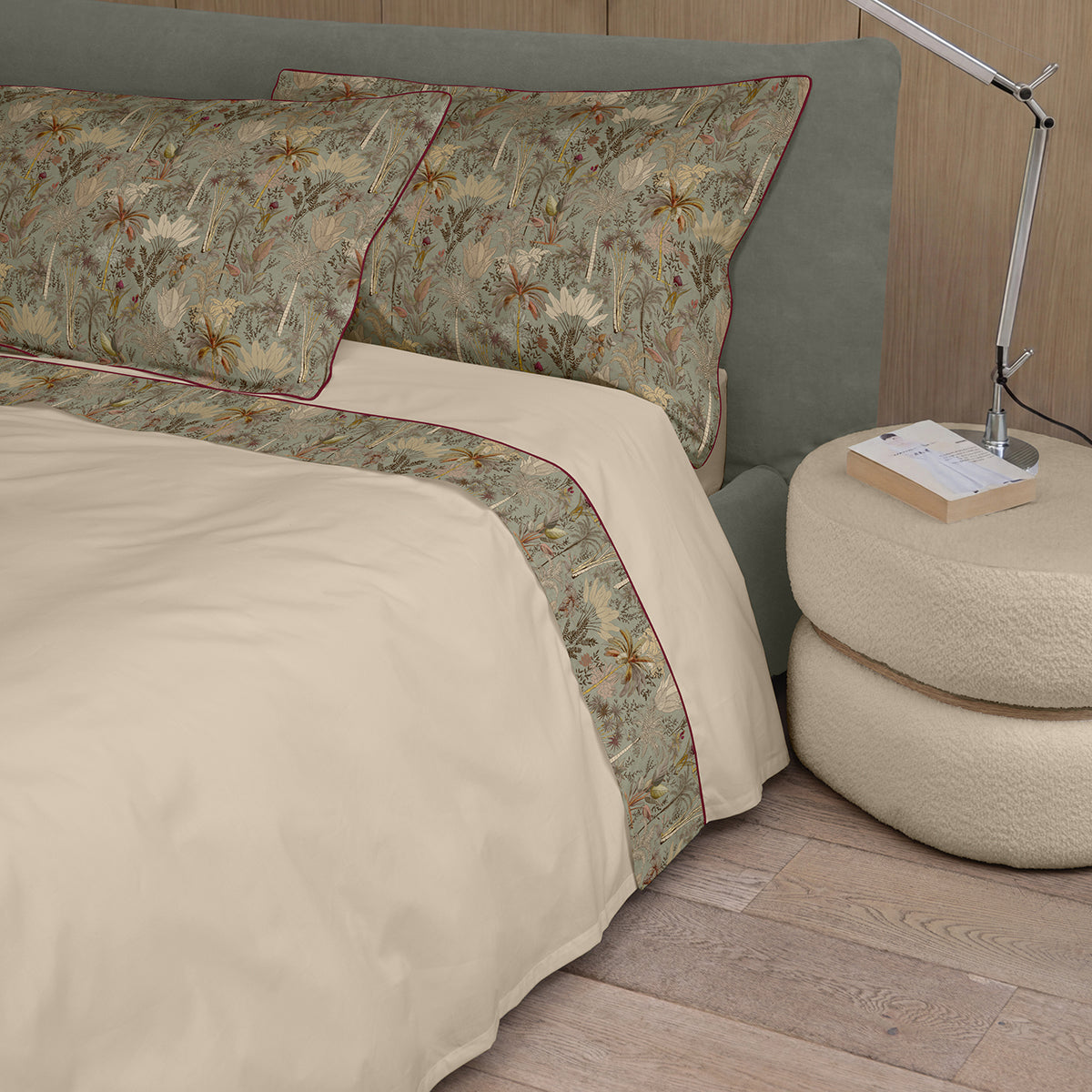 Completo Lenzuola Raso 300 Fili DRAA Letto Fazzini Matrimoniale Verde