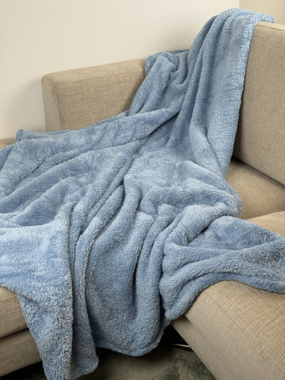 Plaid Extra Soft COCCOLA Soggiorno Moreali Tessile Casa Plaid 150 x 180 Azzurro Polvere