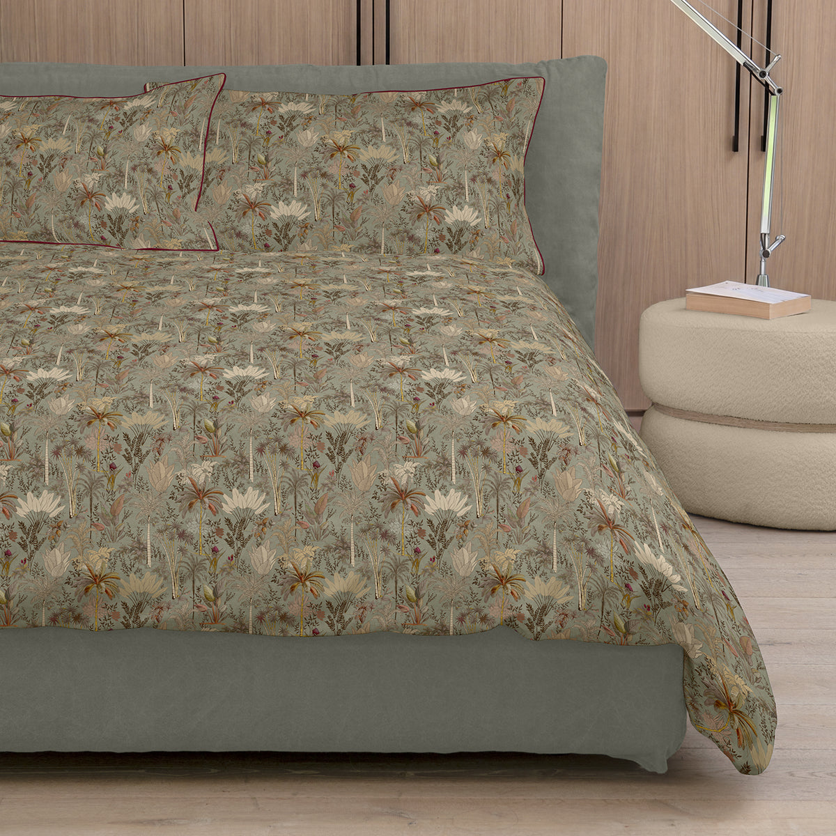 Parure Copripiumino Raso 300 Fili DRAA Letto Fazzini Matrimoniale Verde