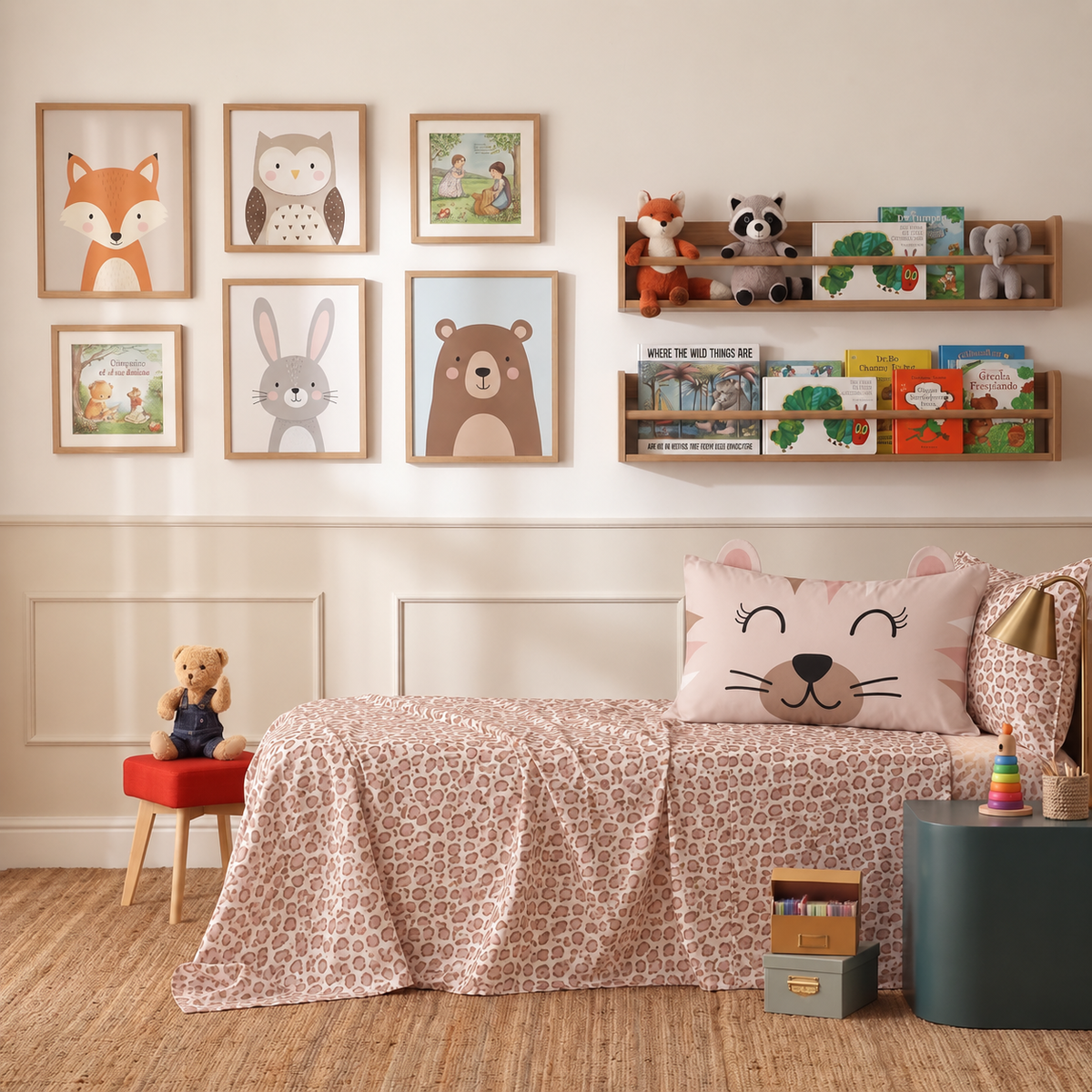 Completo Lenzuola KIDS Percalle Stampato Gisella Letto Riviera Piazza e Mezzo Malva