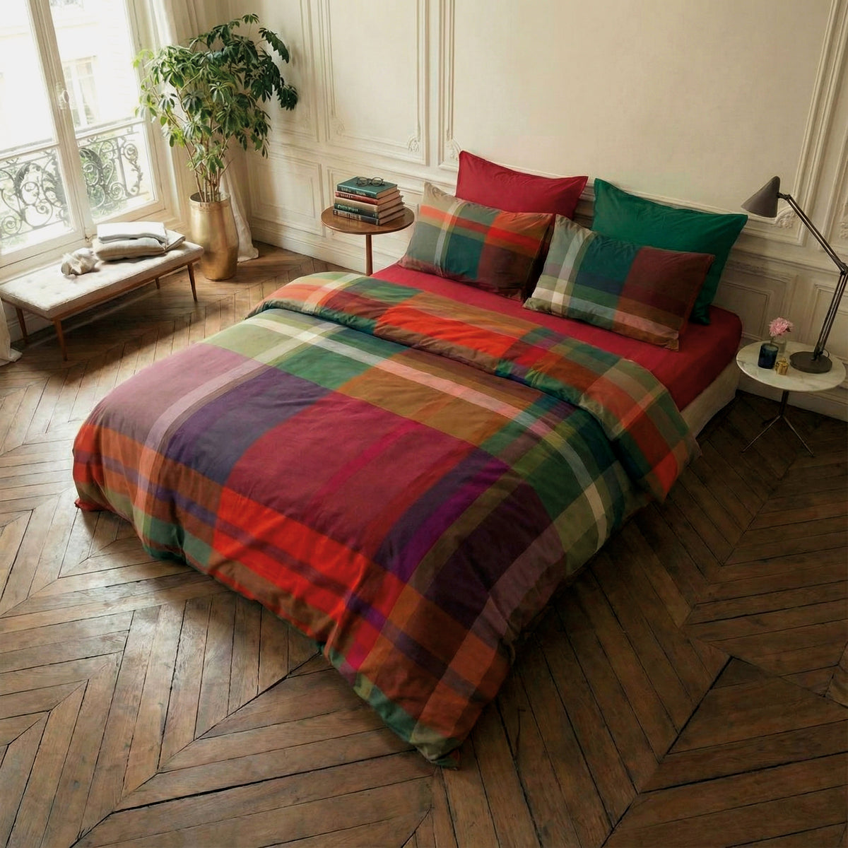 Parure Copripiumino Tinto Filo BOSSI Ross Letto Bossi Matrimoniale Tinto Filo