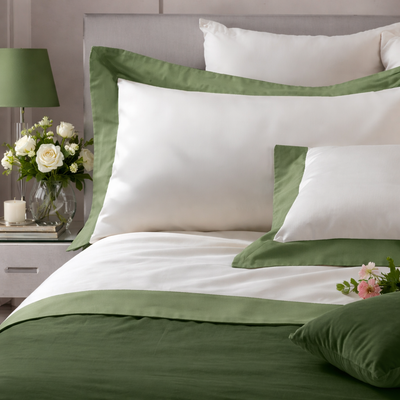Parure Lenzuola Bordo Raso LUXURY Letto Moreali Tessile Casa Matrimoniale Verde