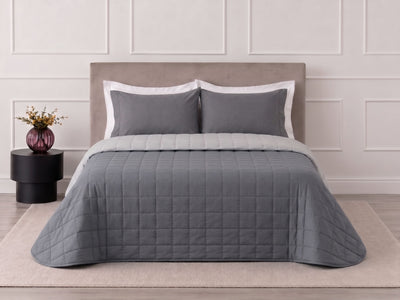 Trapuntino in Microfibra Bicolore PASSEPARTOUT Letto Riviera Matrimoniale 260 x 260 Grigio Nuvola