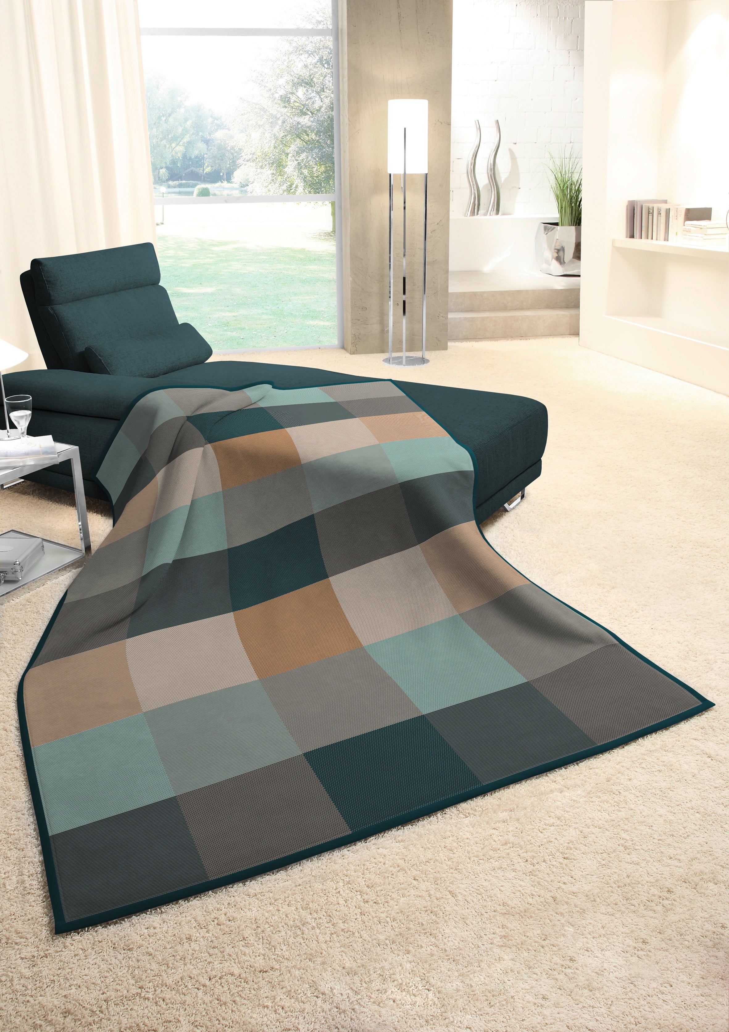 Plaid Caldo Cotone Chess Soggiorno Borbo 150 x 200 Multicolor