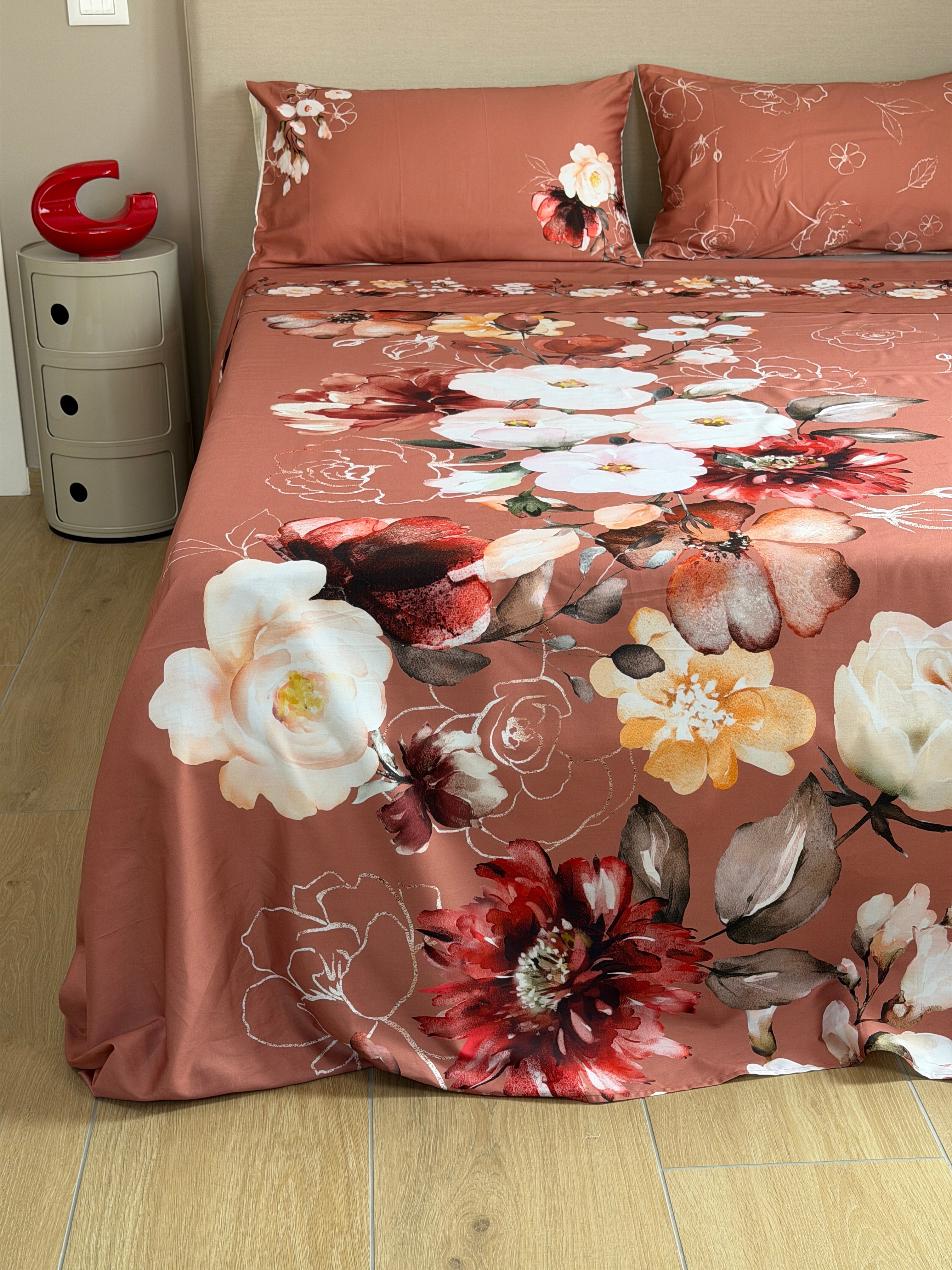PRIMETTA Parure Lenzuola Copriletto Raso 300TC VITTORIA Letto Moreali Tessile Casa Matrimoniale Marrakech