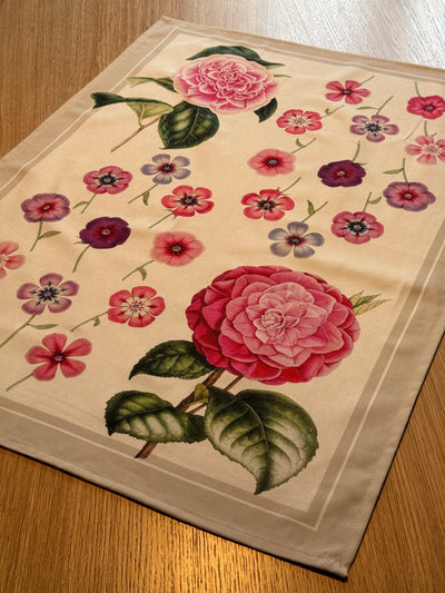 Canovaccio Panama di Cotone Stampa Digitale Cucina TagHouse 55 x 80 cm Fiori/Beige