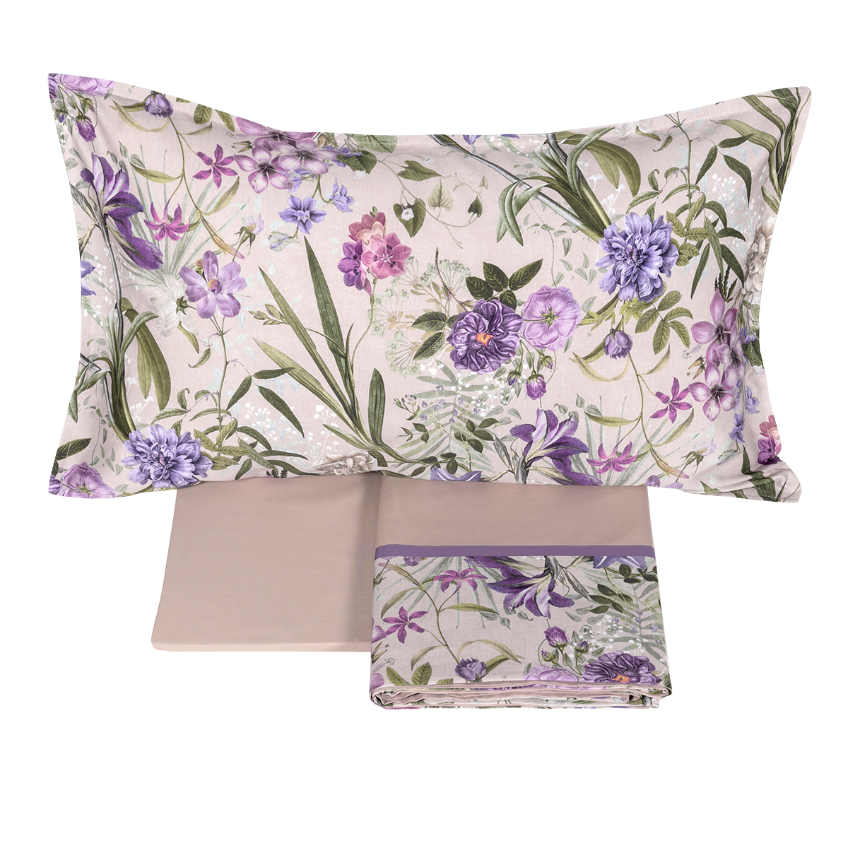Completo Lenzuola Raso 300TC VANITAS Letto Fazzini Matrimoniale Lavanda