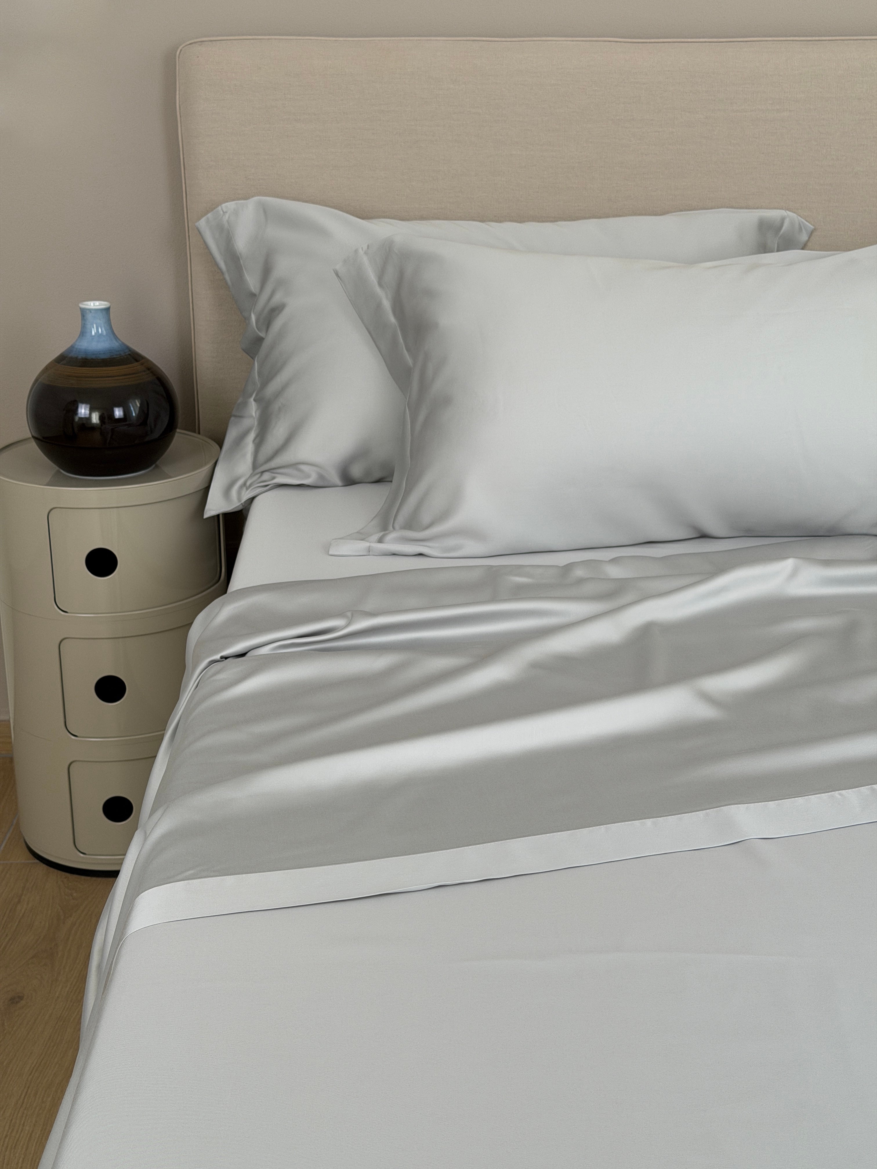 Completo Lenzuola Raso 300 Fili BAMBOO Letto Moreali Tessile Casa