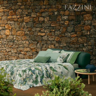 Parure Copripiumino Percalle CALLE Letto Fazzini Matrimoniale Surf - Medium Green